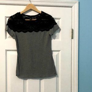 Short Sleeve Black and Grey with lace top